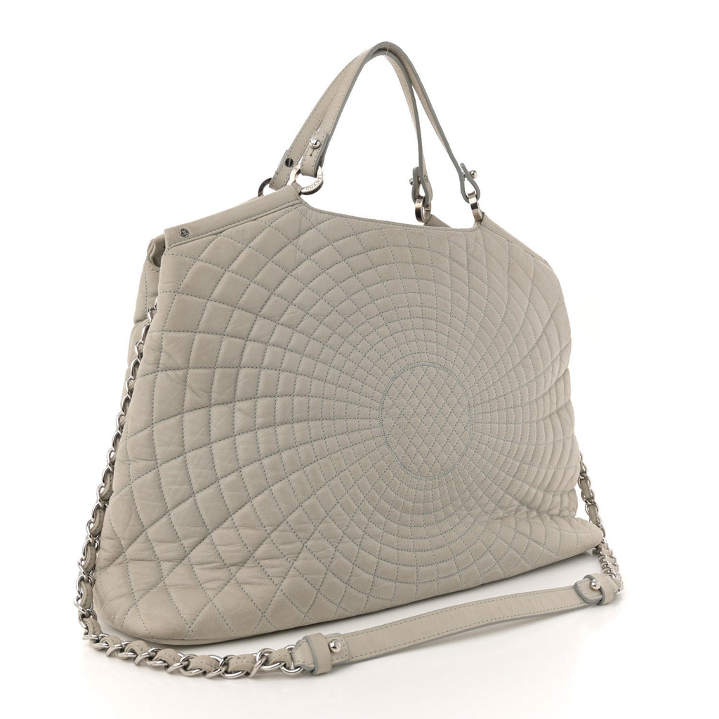 Iridescent Calfskin Large Sea Hit Tote Grey