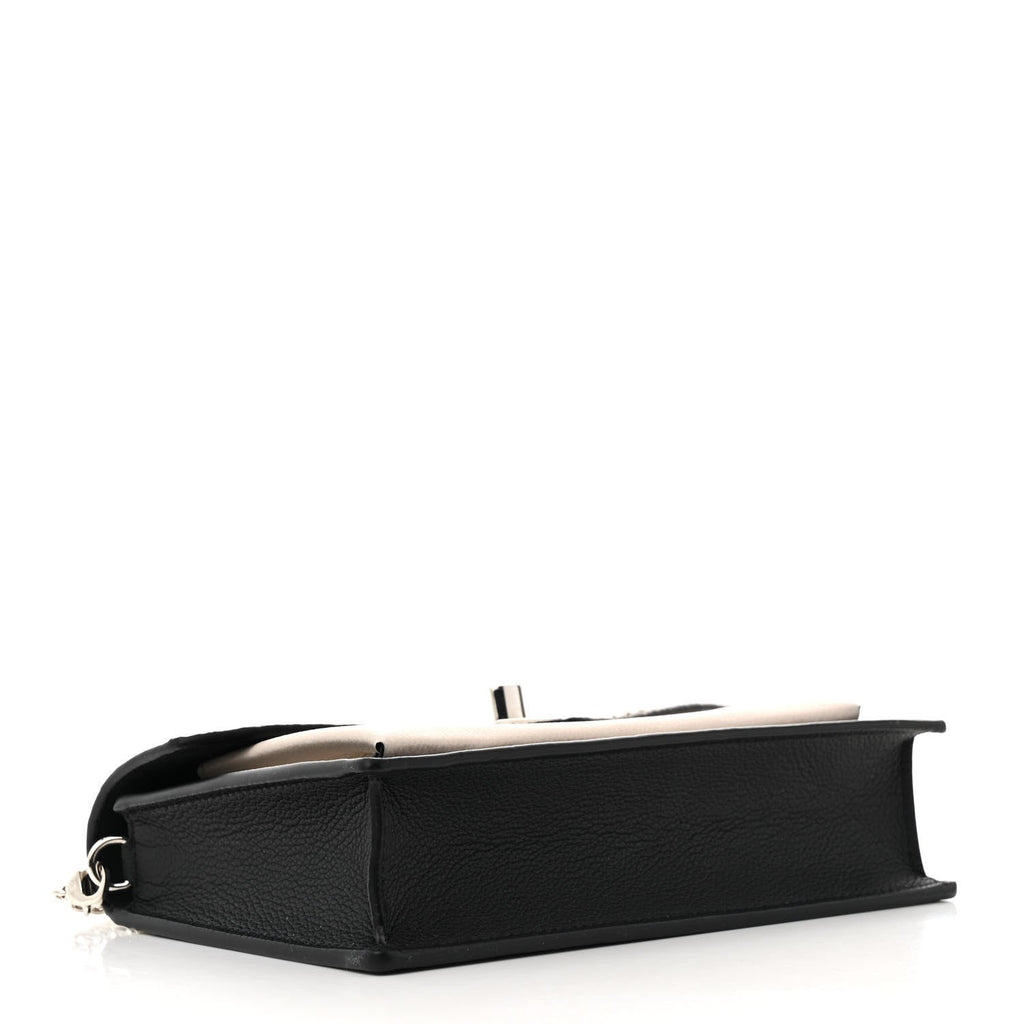 Soft Calfskin Snakeskin My Lockme Chain Bag Pochette Black