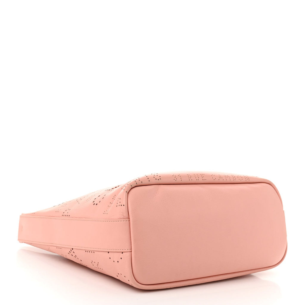 Calfskin Tweed Small Logo Eyelets Shopping Tote Pink