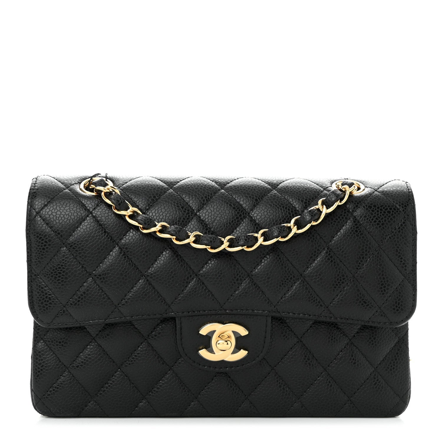 Caviar Quilted Small Double Flap Black