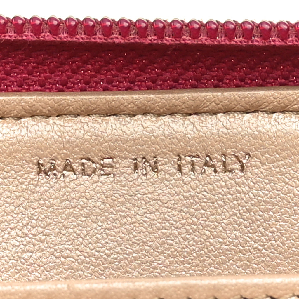 Lambskin Camellia Embossed Large Gusset Zip Around Wallet Fuchsia