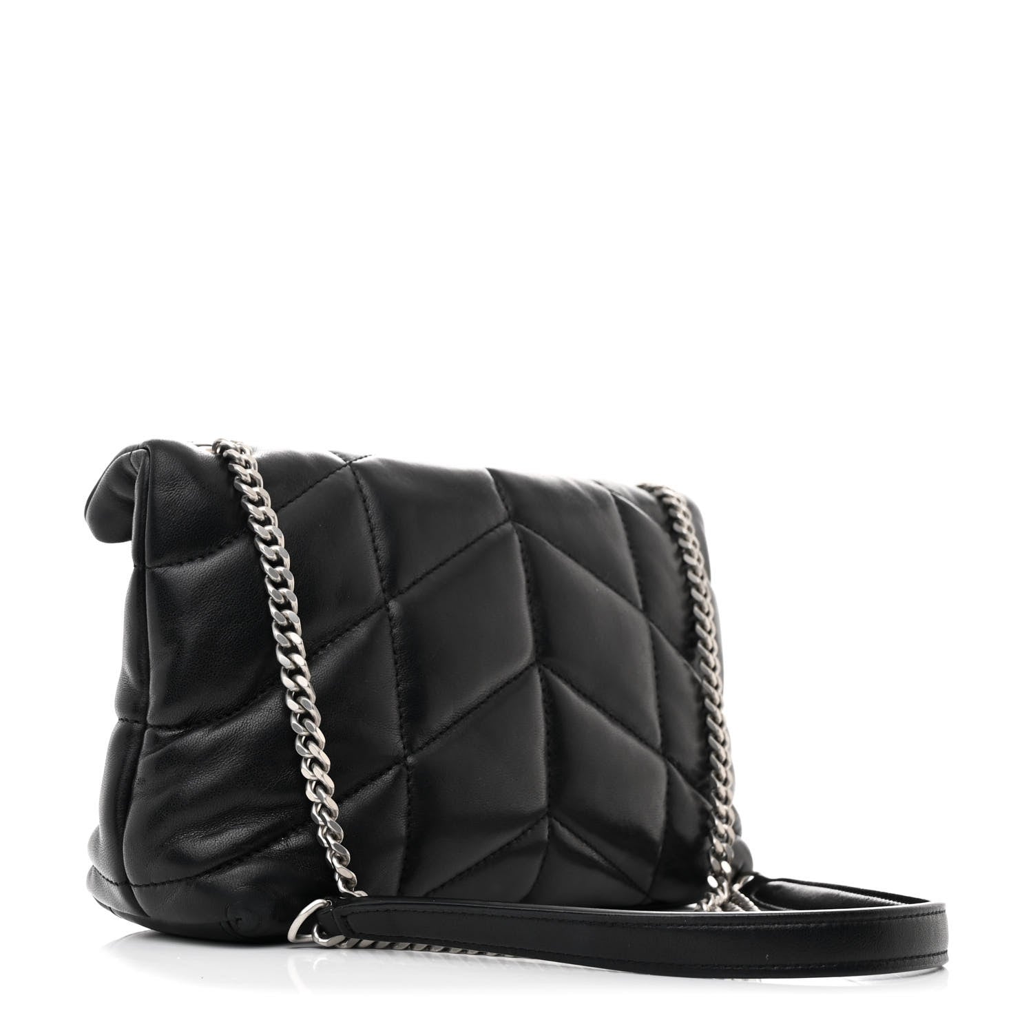 Lambskin Quilted Toy Loulou Puffer Monogram Chain Satchel Black