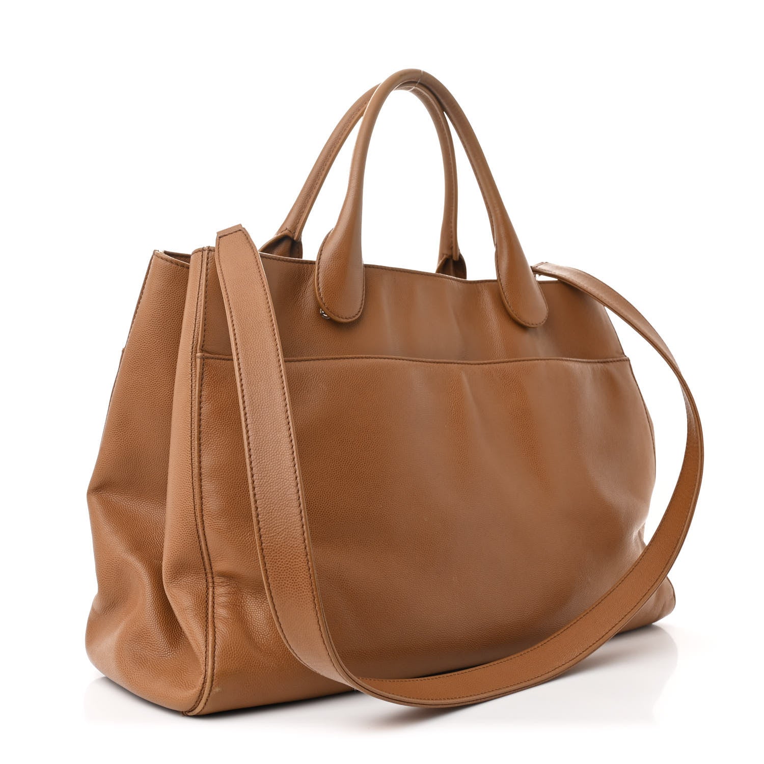 Caviar Medium Cerf Executive Shopper Tote Dark Beige