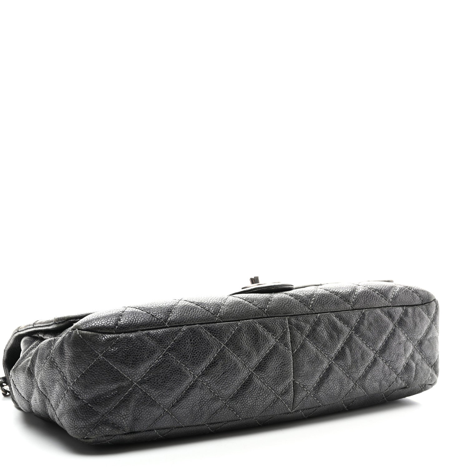 Iridescent Caviar Quilted Jumbo Easy Flap Grey