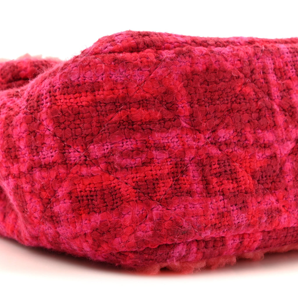 Shearling Tweed Quilted Mini Square Flap Bag Pink