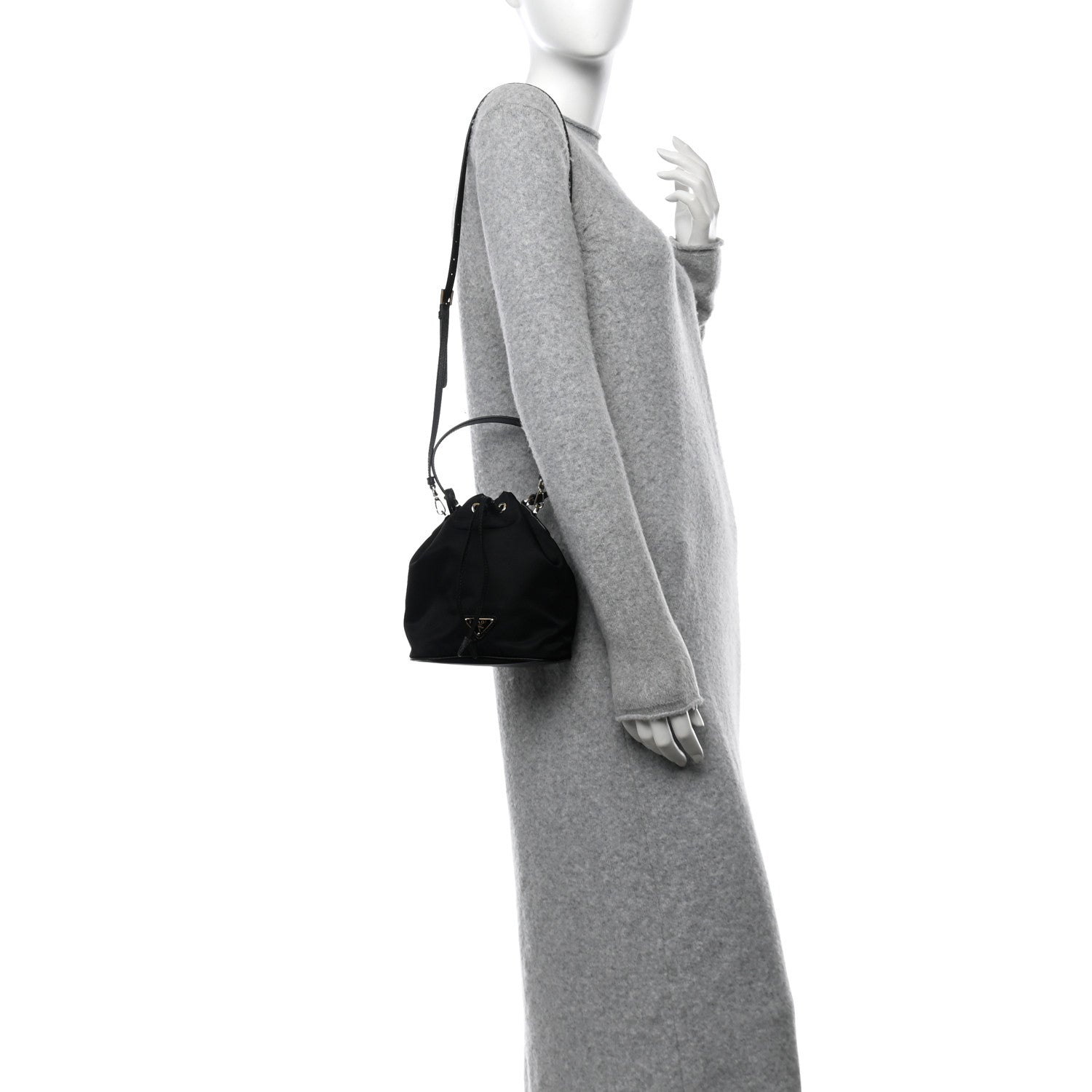 Re-Nylon Saffiano Mini Re-Edition 1978 Bucket Bag Black