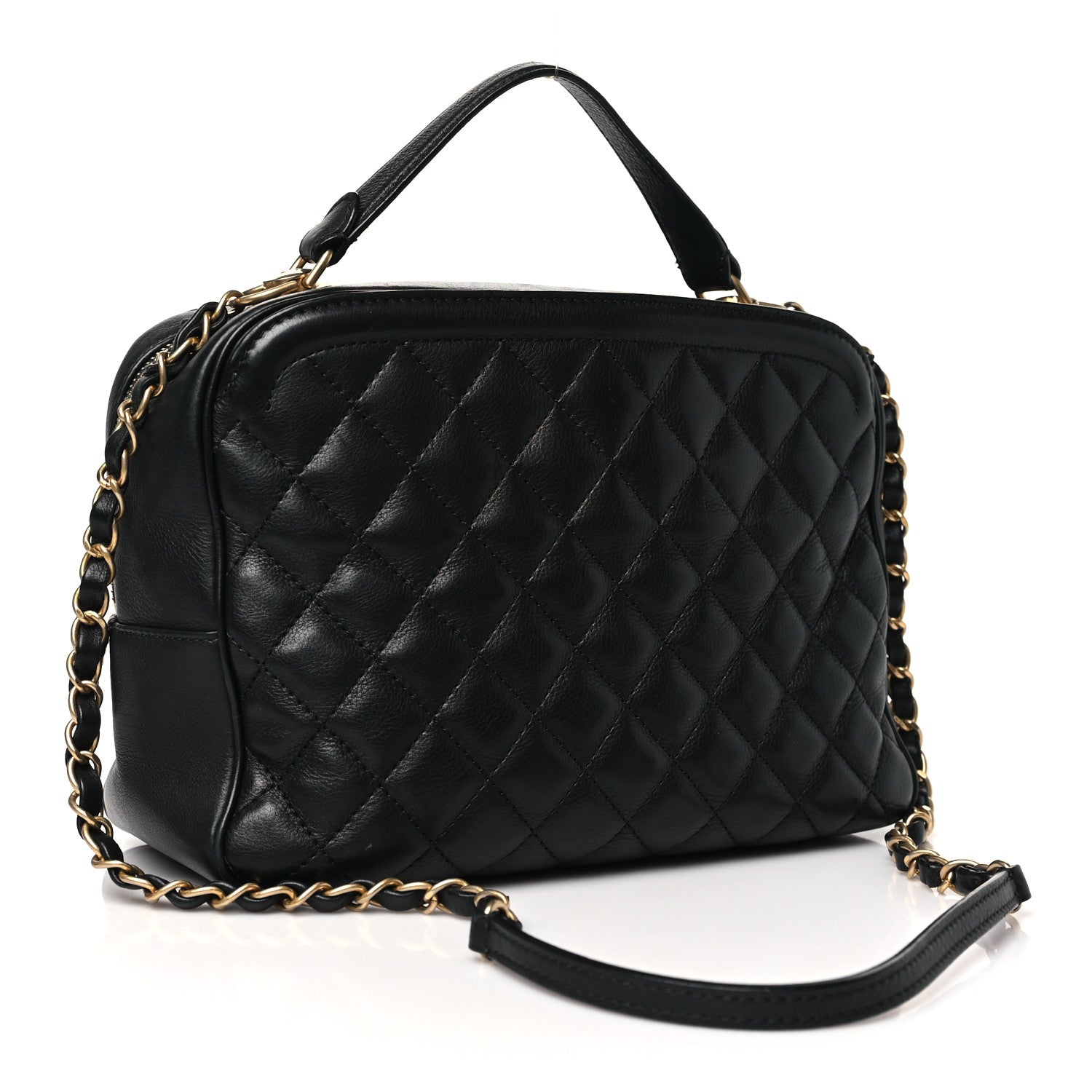Calfskin Quilted CC Medium Vanity Case Black