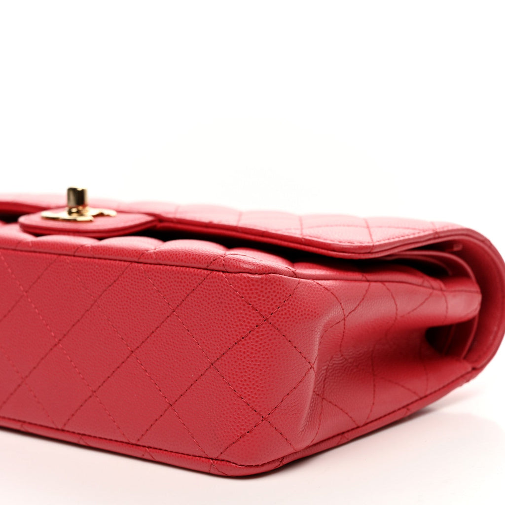 Caviar Quilted Medium Double Flap Pink