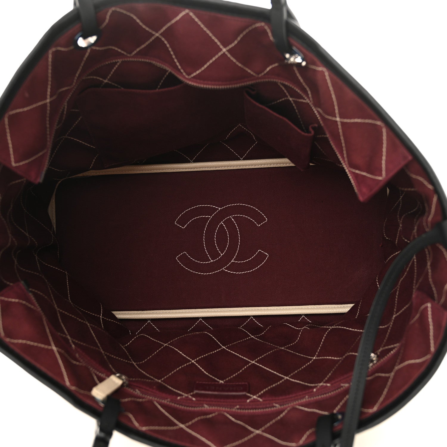 Grained Calfskin Large Fever Shopping Tote Beige