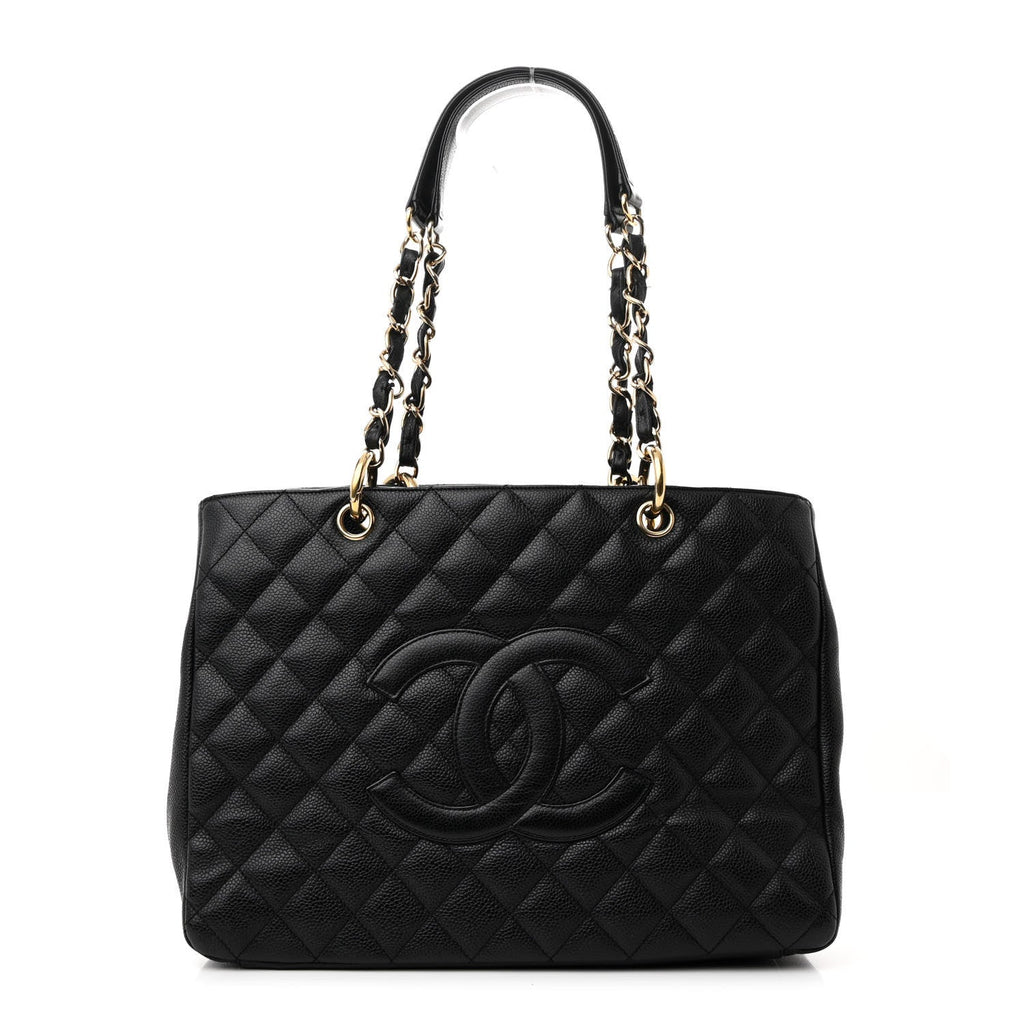 Caviar Quilted Grand Shopping Tote GST Black