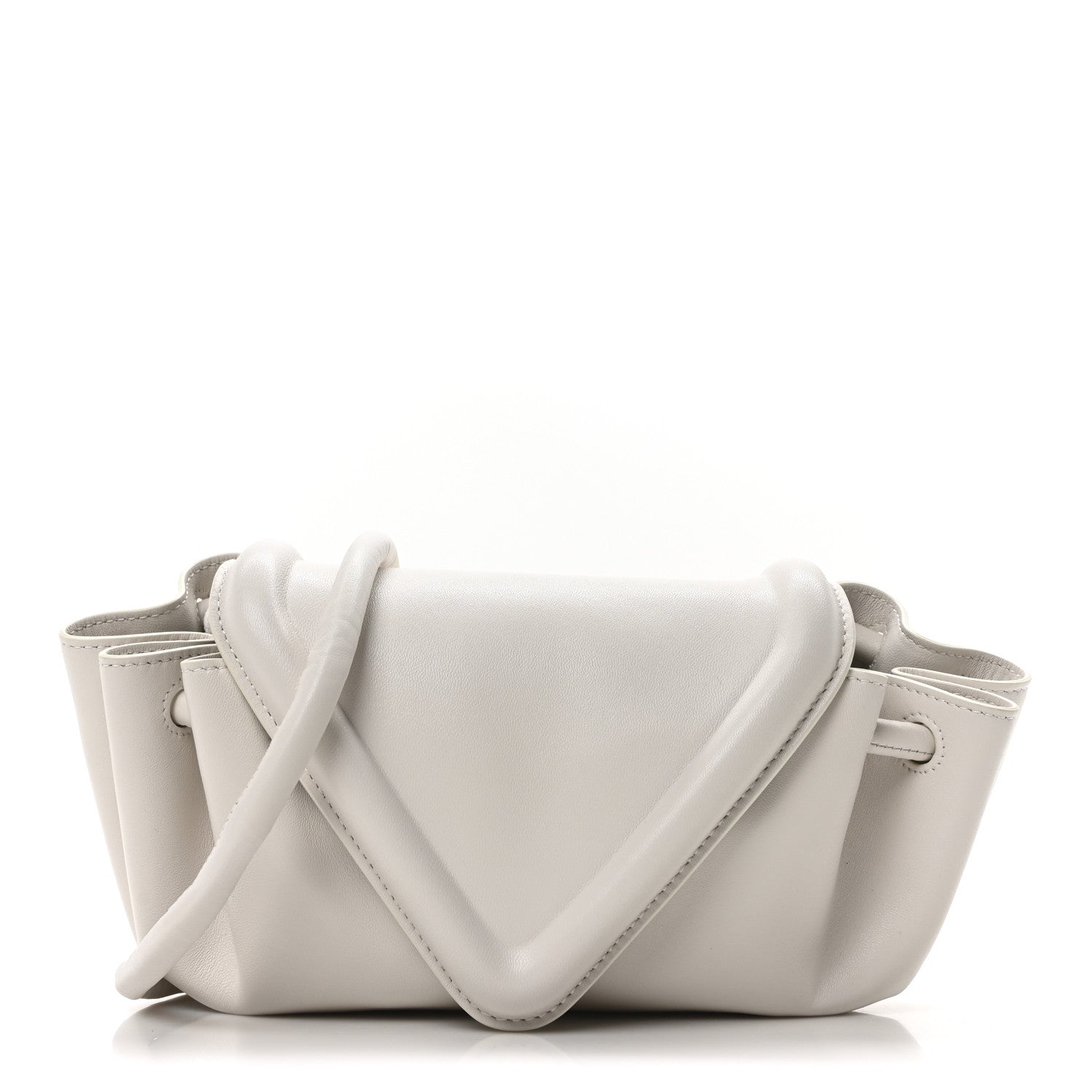 Lambskin Small Beak Triangle Flap Shoulder Bag Chalk