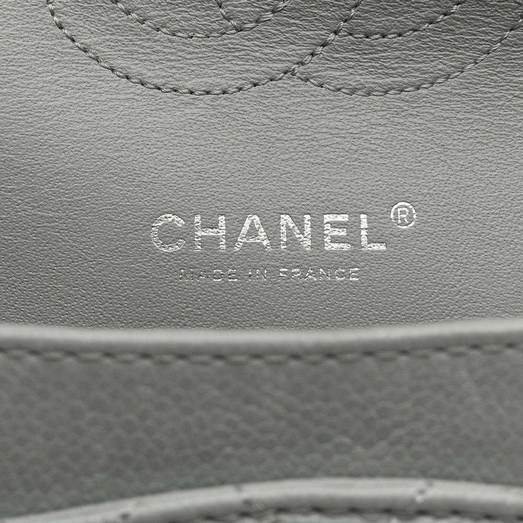 Washed Caviar Quilted Medium Double Flap Light Blue