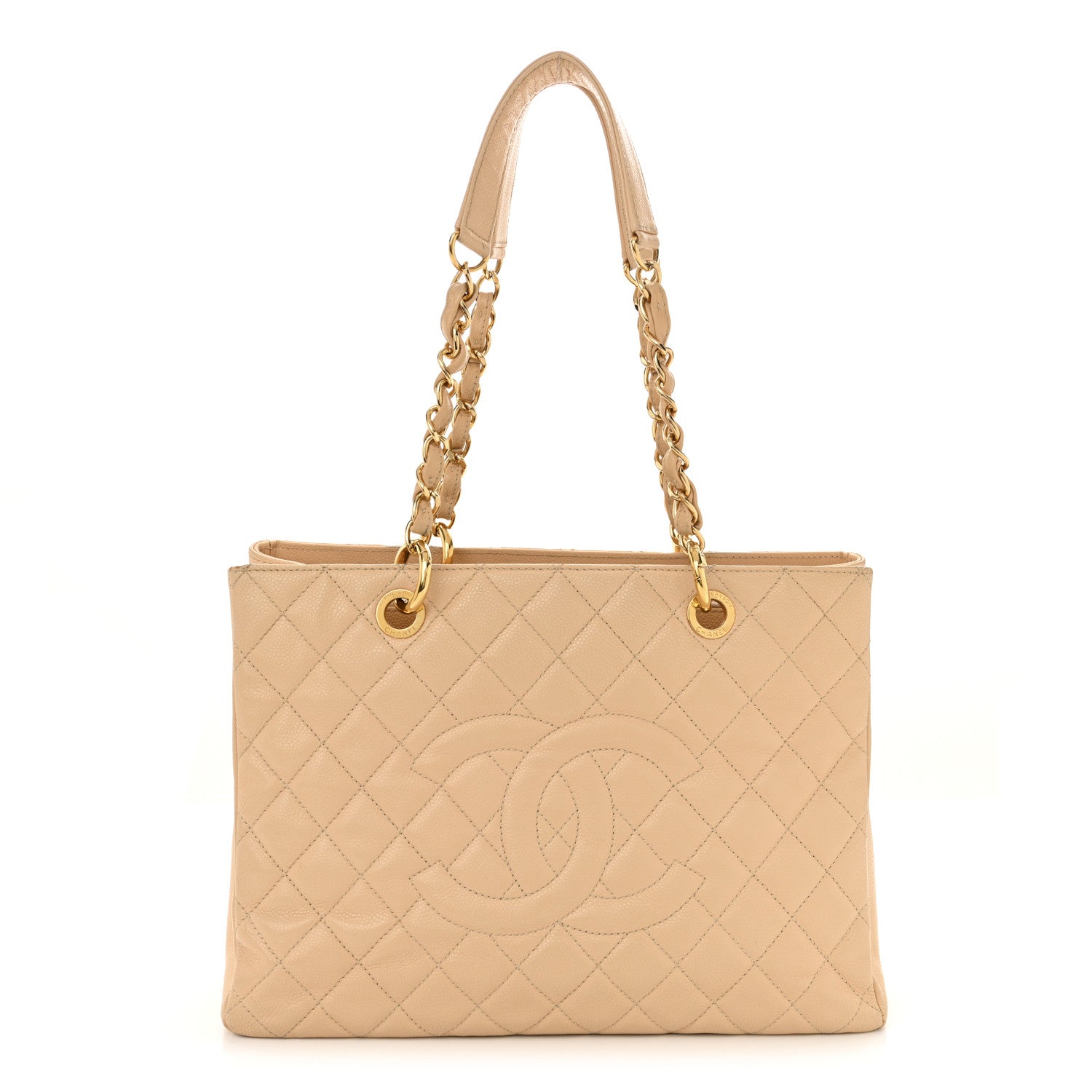 Caviar Quilted Grand Shopping Tote GST Beige Clair
