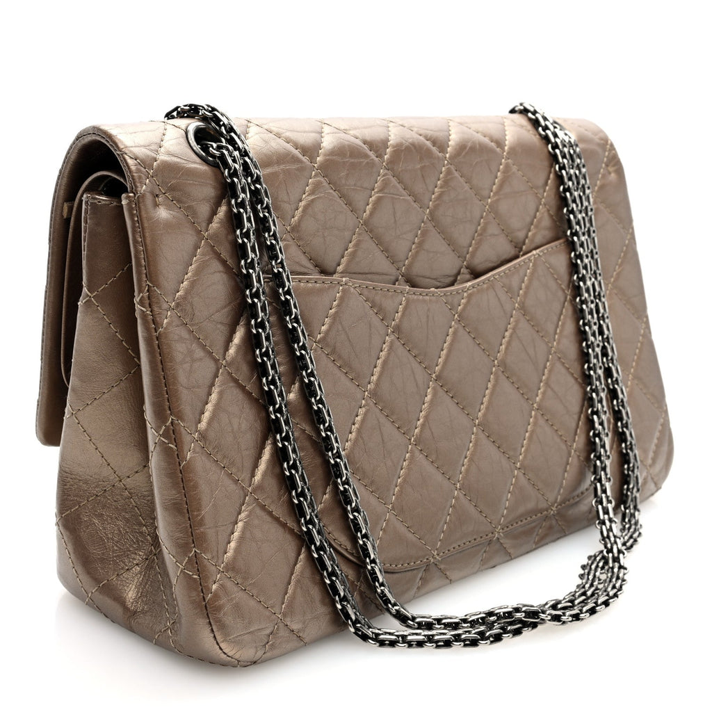Metallic Aged Calfskin Quilted 2.55 Reissue 227 Flap Bronze