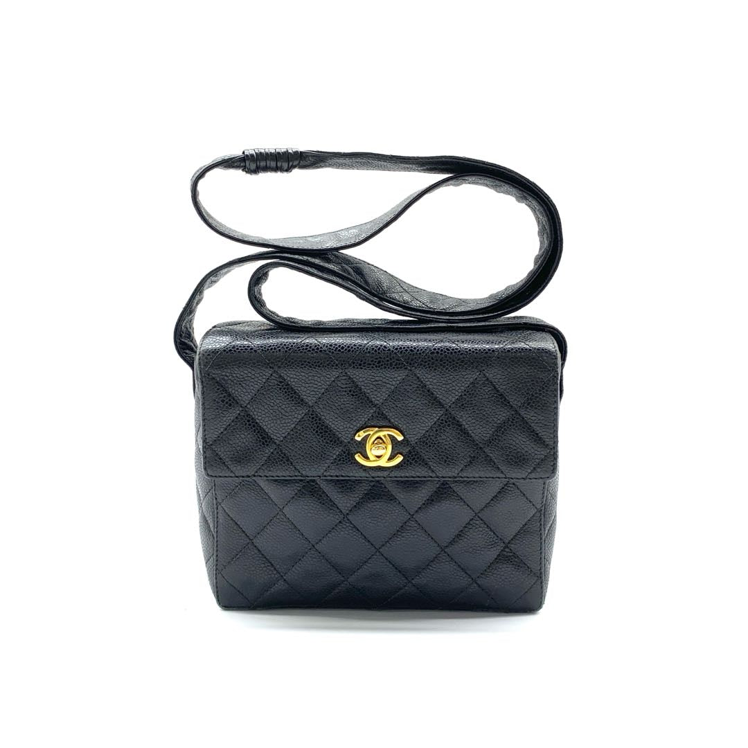 Chanel Straight Flap Caviar Leather Shoulder Bag