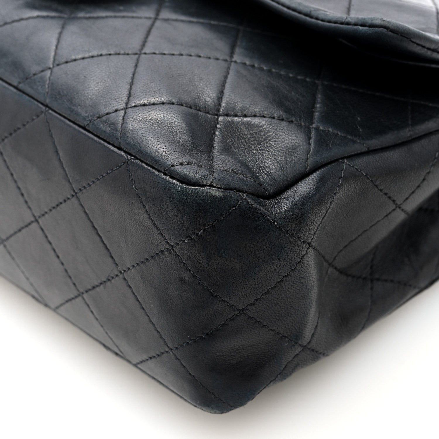 Lambskin Quilted Medium Double Flap Black