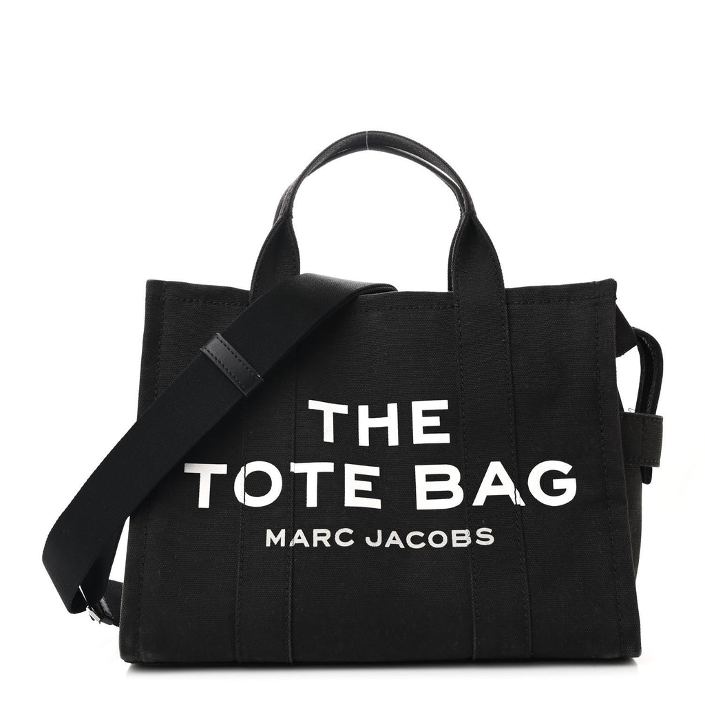 Cotton Canvas Medium The Traveler Tote Bag Black