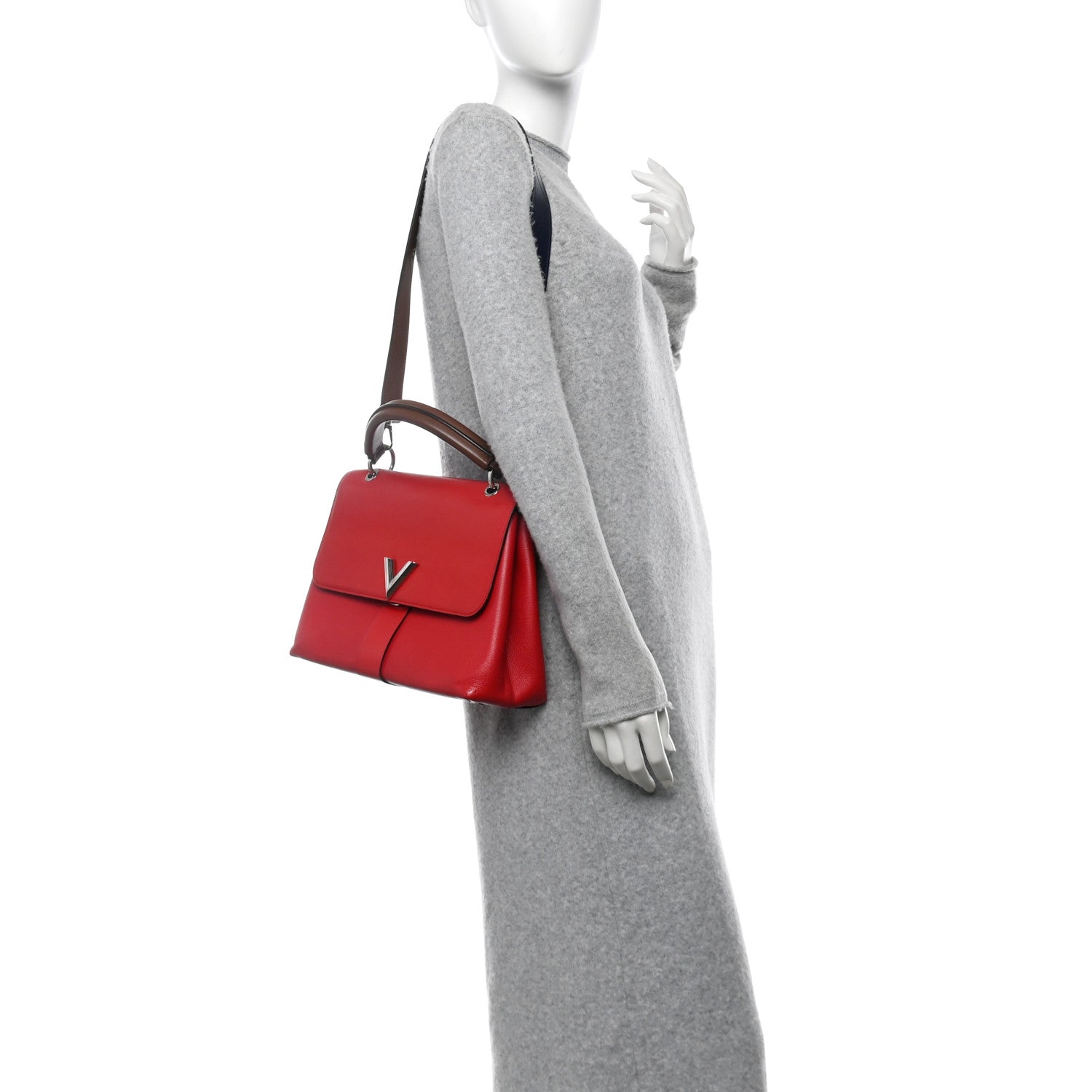Monogram Cuir Plume Ecume Very Handle Shoulder Bag Rouge Rubis Noisette