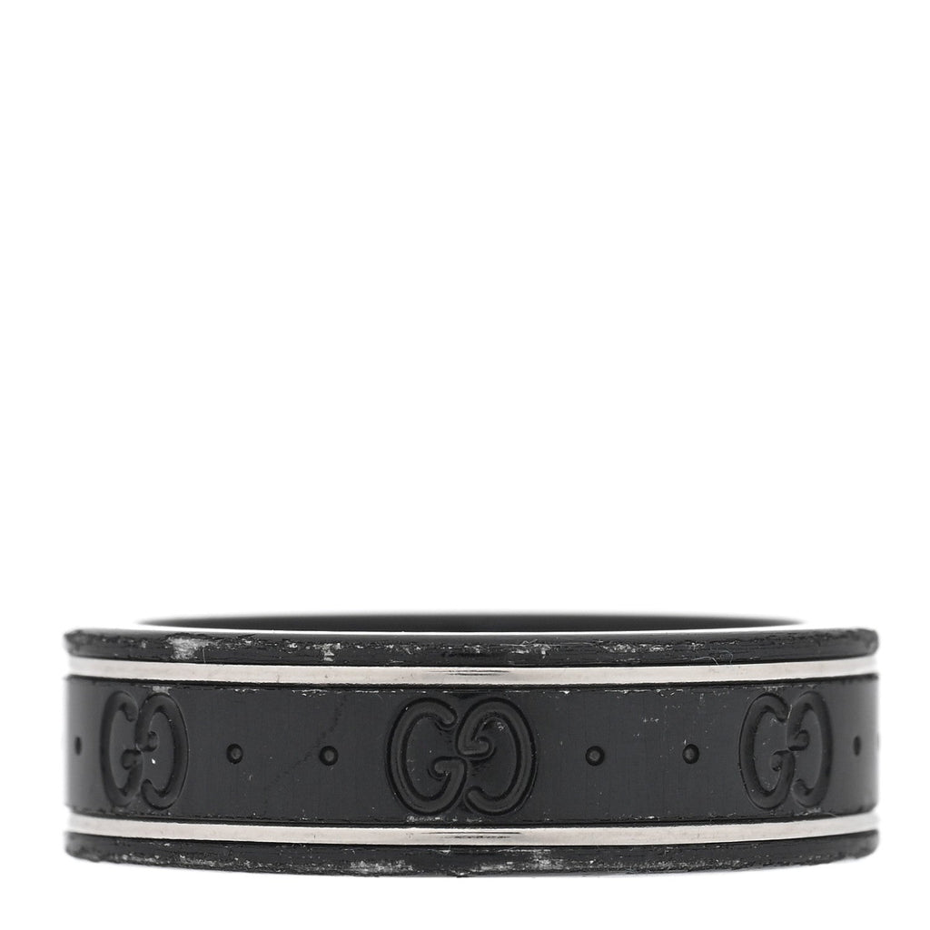 Black Synthetic Corundum 18K White Gold 7mm Icon Band Ring