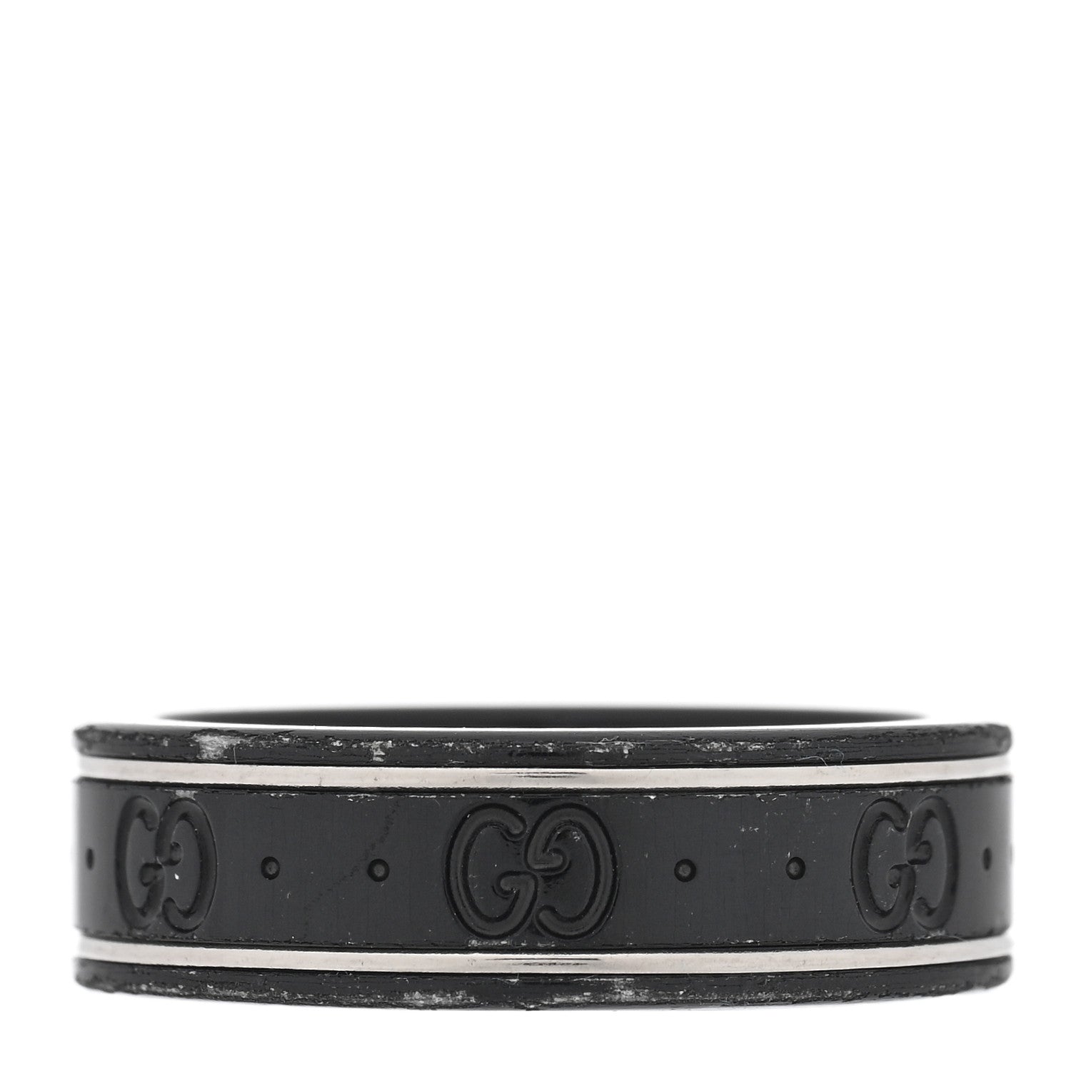 Black Synthetic Corundum 18K White Gold 7mm Icon Band Ring
