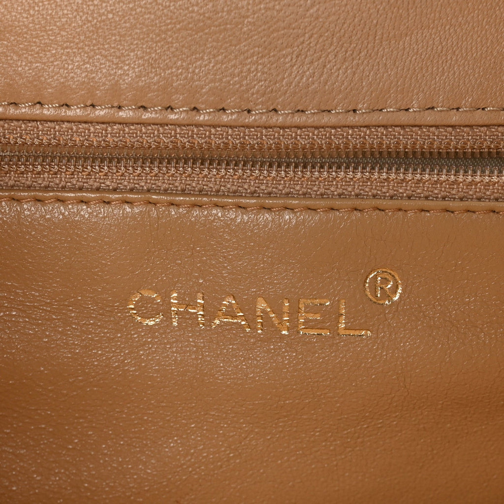 Caviar Stitched Shoulder Flap Bag Beige