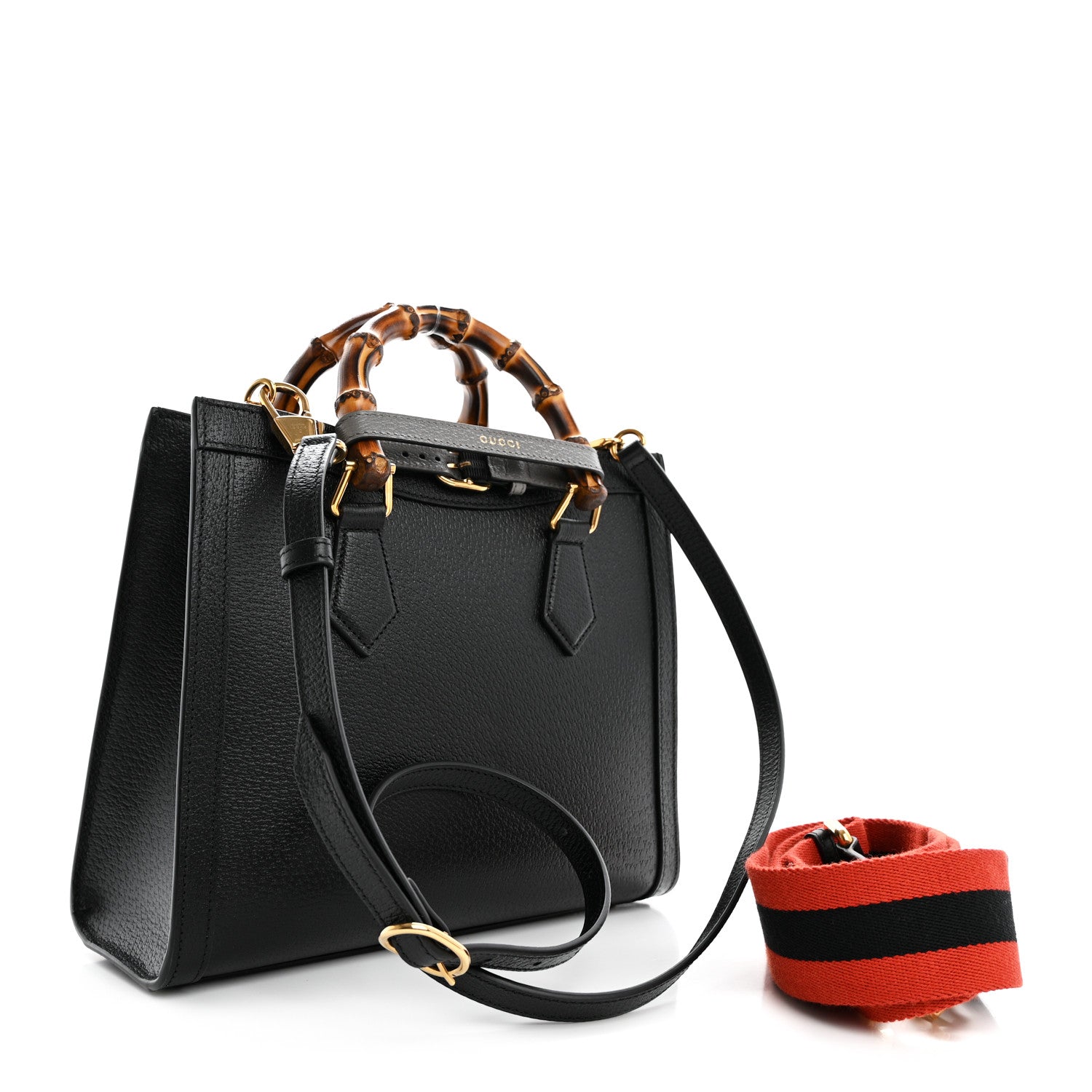 Textured Dollar Calfskin Web Small Diana Tote Bag Black Dusty Grey