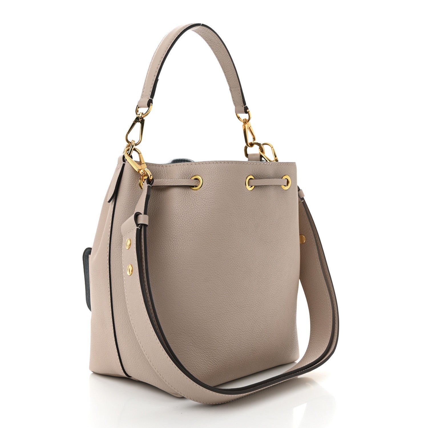 Calfskin Lockme Bucket MM Greige