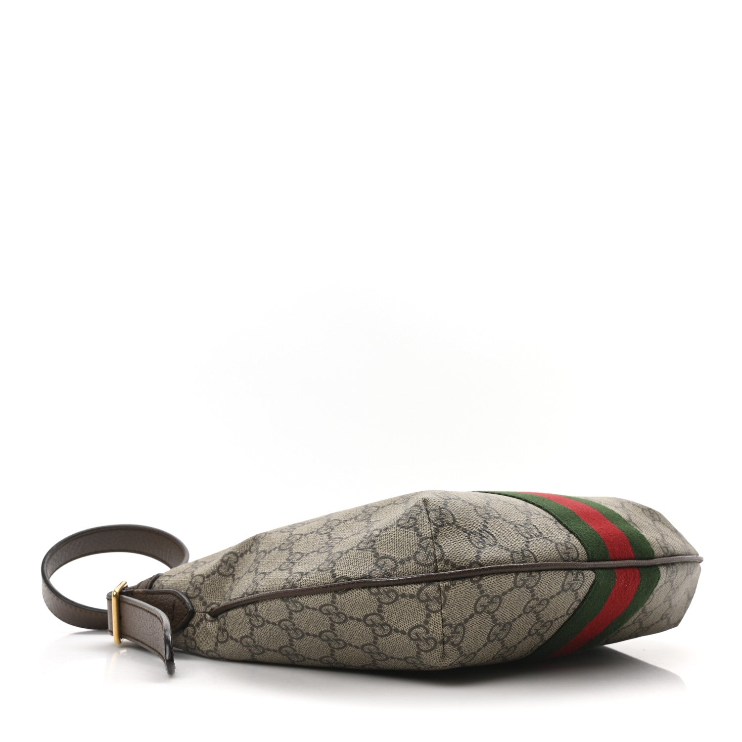 GG Supreme Monogram Web Small Ophidia Half Moon Hobo Brown