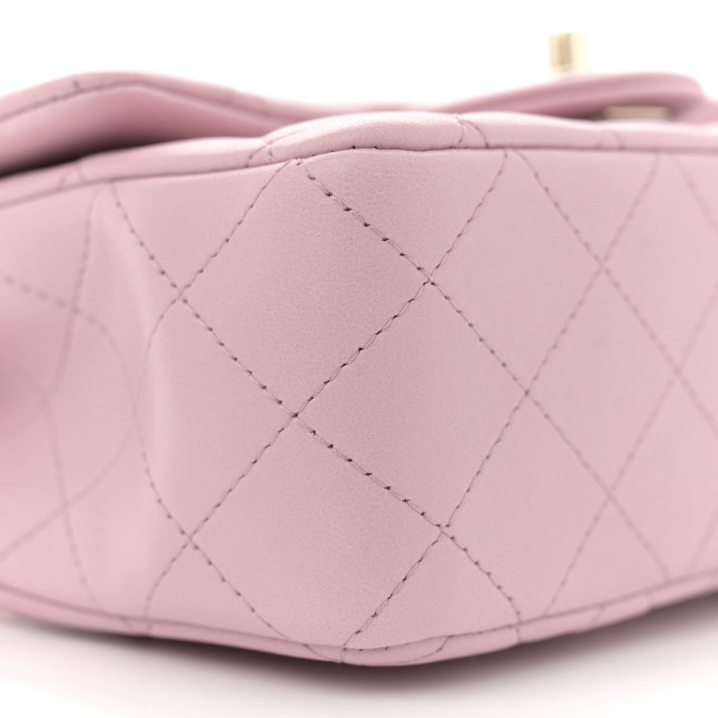 Lambskin Quilted Mini Top Handle Rectangular Flap Light Pink