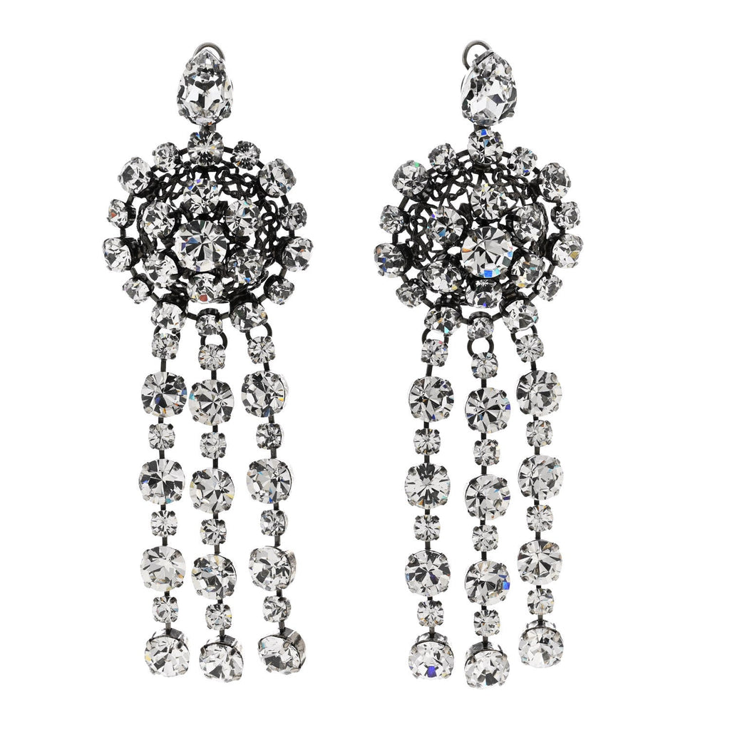 Metal Crystal Drop Earrings