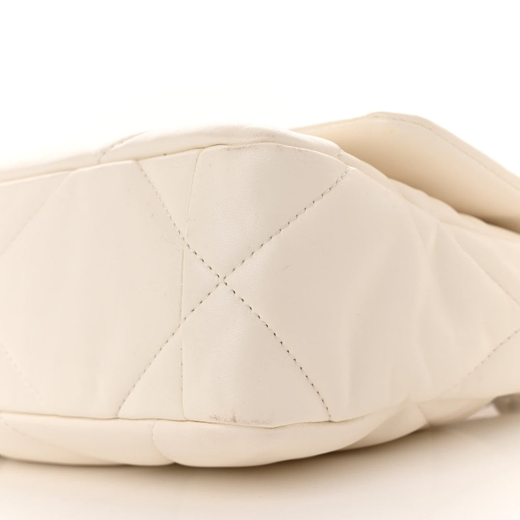 Goatskin Quilted Medium Chanel 19 Flap White