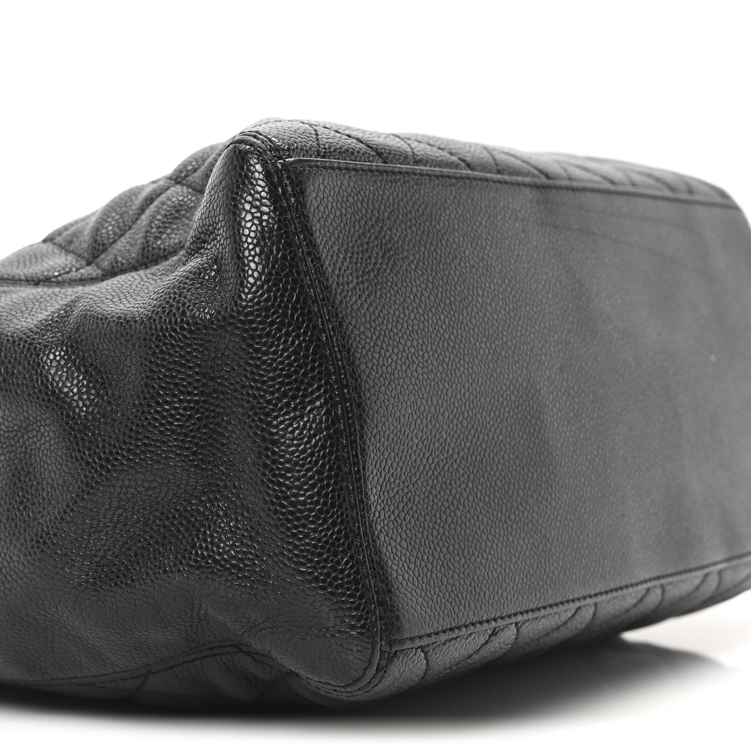 Caviar Quilted CC Shopping Tote Black