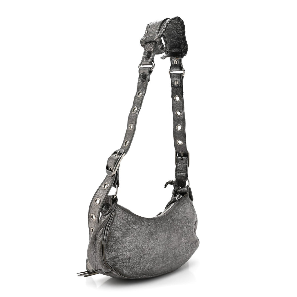 Metallic Agneau Arena Le Cagole Shoulder Bag XS Silver