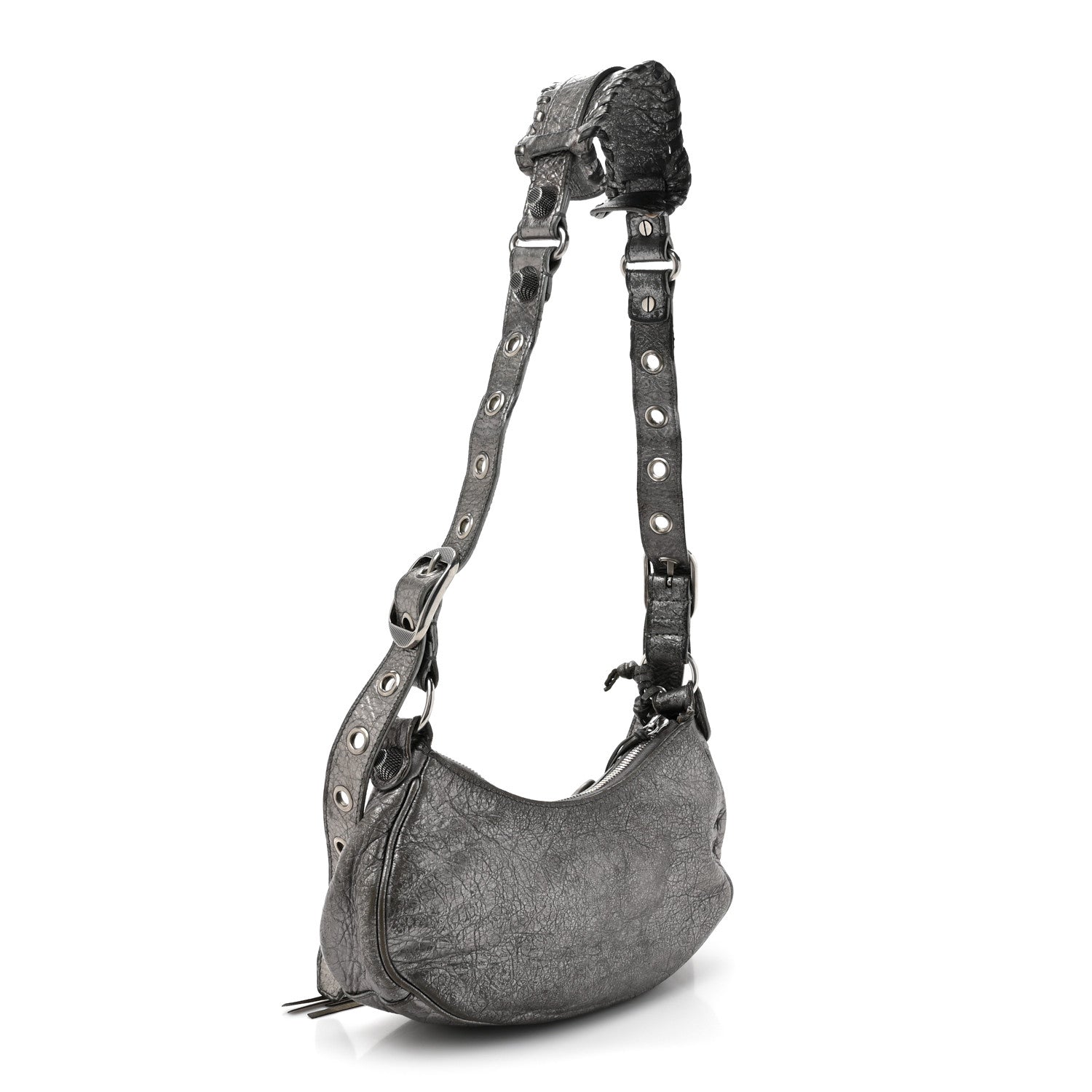 Metallic Agneau Arena Le Cagole Shoulder Bag XS Silver