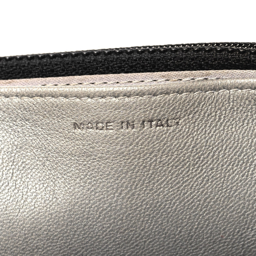 Lambskin Camellia Embossed Wallet On Chain WOC Black