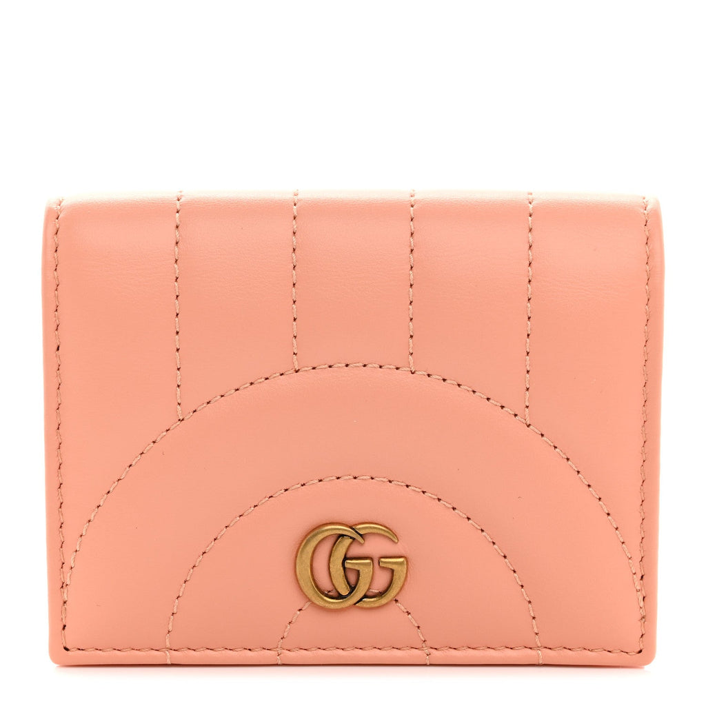 Calfskin Vertical Ring Matelasse GG Marmont  Case Wallet Peachy Chic