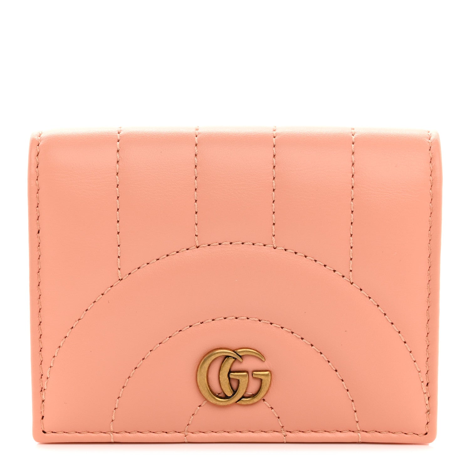 Calfskin Vertical Ring Matelasse GG Marmont  Case Wallet Peachy Chic
