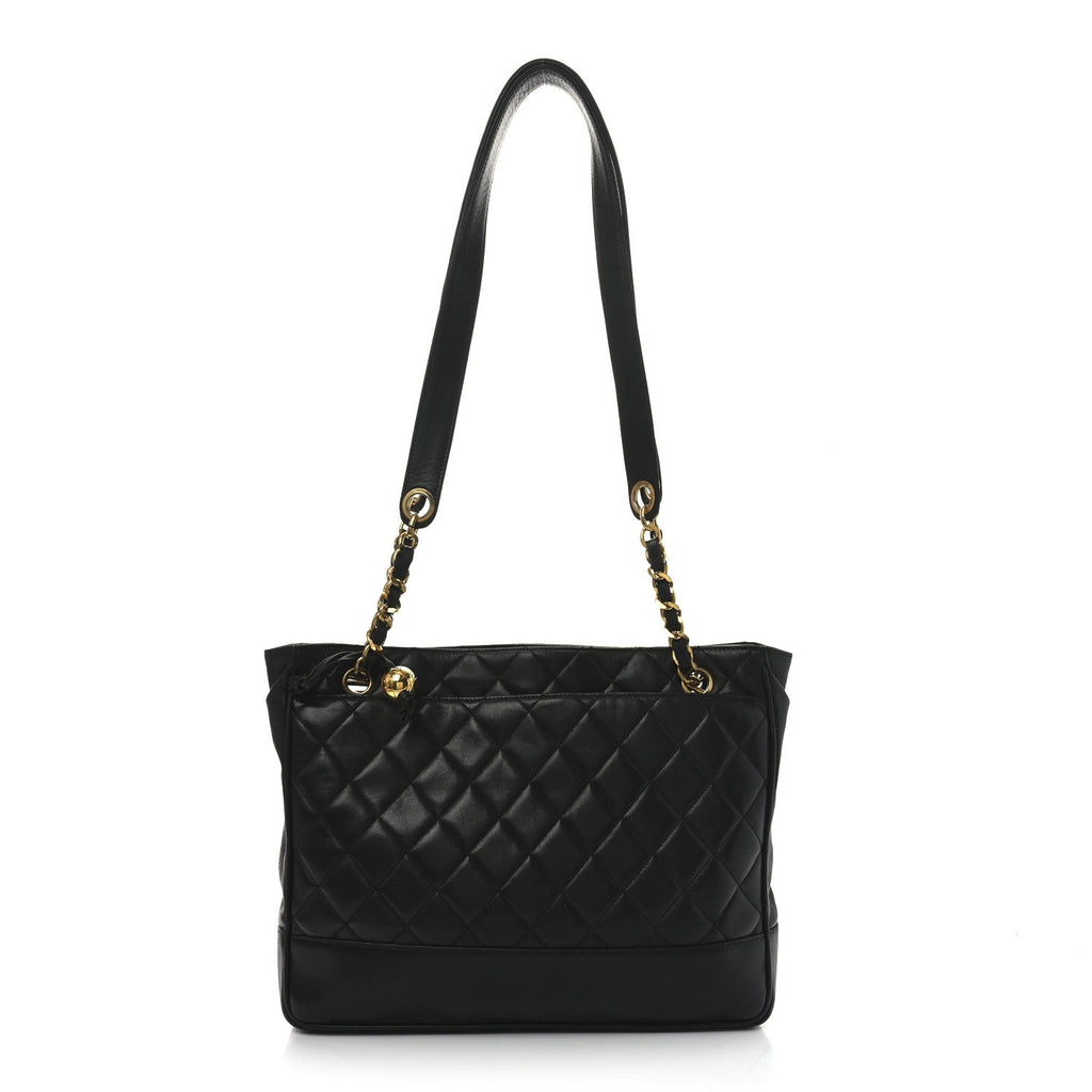 Lambskin Quilted Shoulder Bag Black