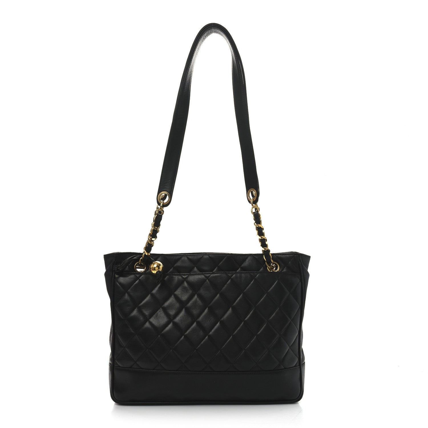 Lambskin Quilted Shoulder Bag Black