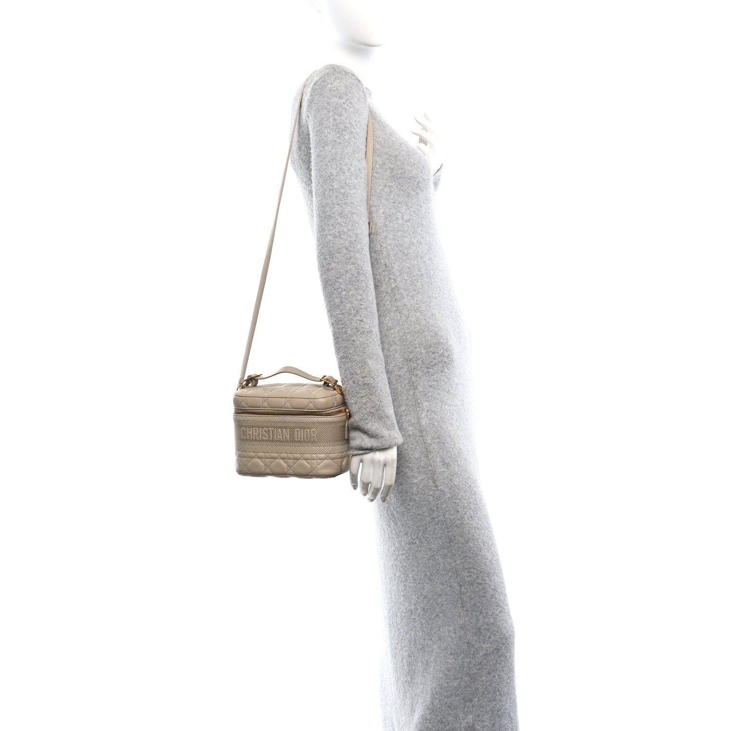 Lambskin Cannage Small Diortravel Vanity Case Light Beige
