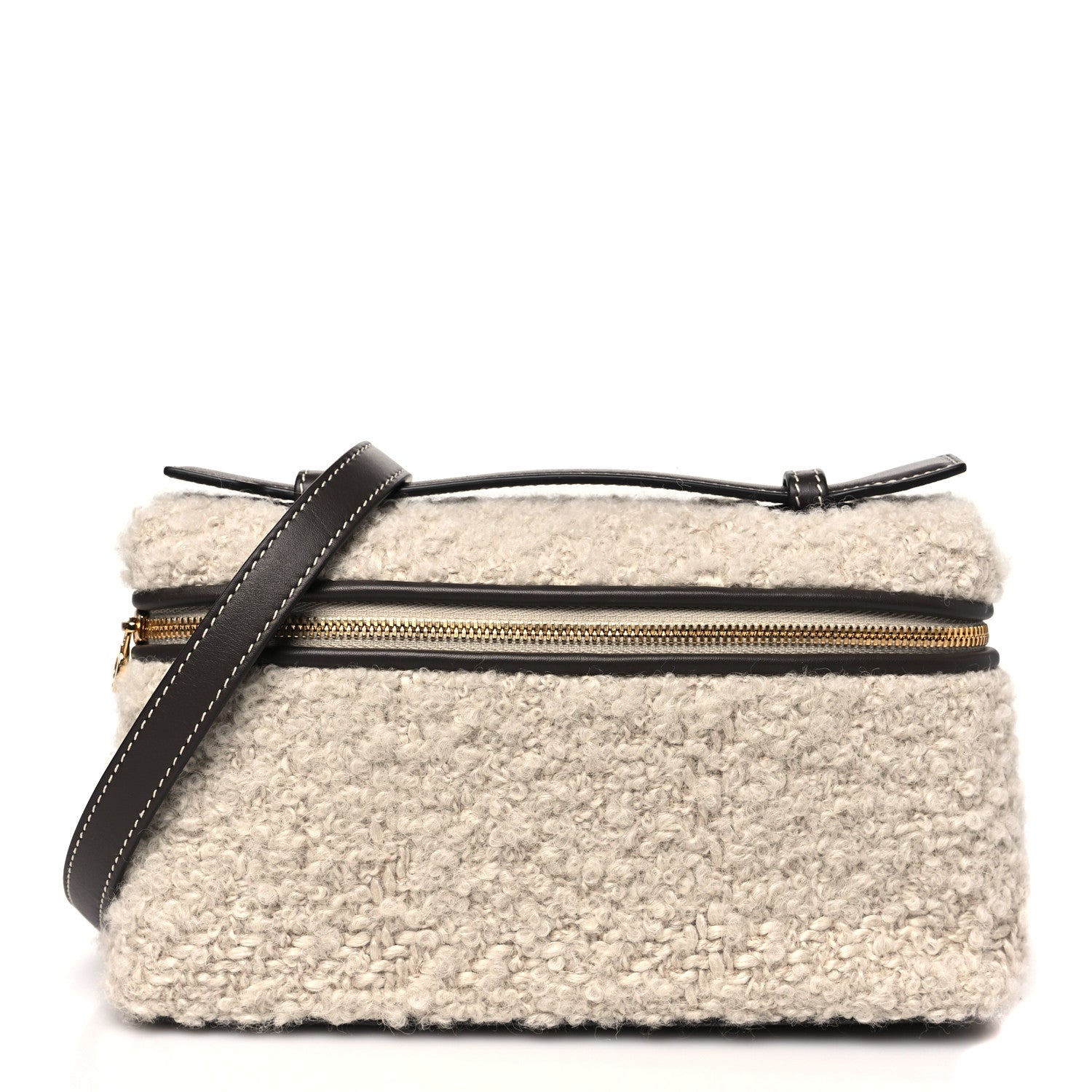 Boucle Alpaca L19 Extra Pocket Pouch Beige Dark Chocolate Licorice