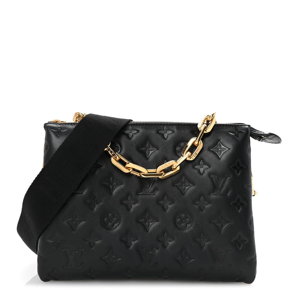 Lambskin Embossed Monogram Coussin PM Black