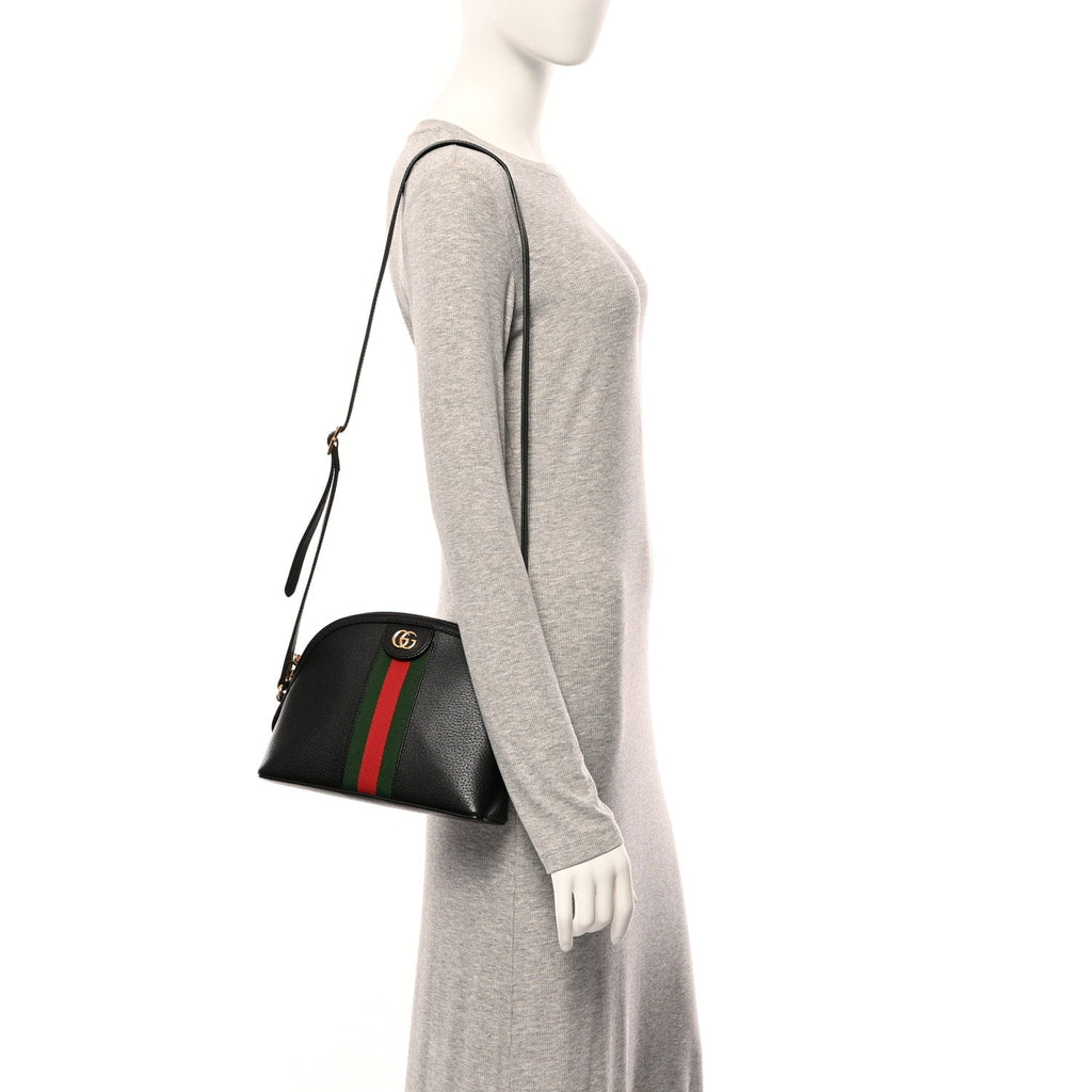 Calfskin GG Web Small Ophidia Dome Shoulder Bag Black
