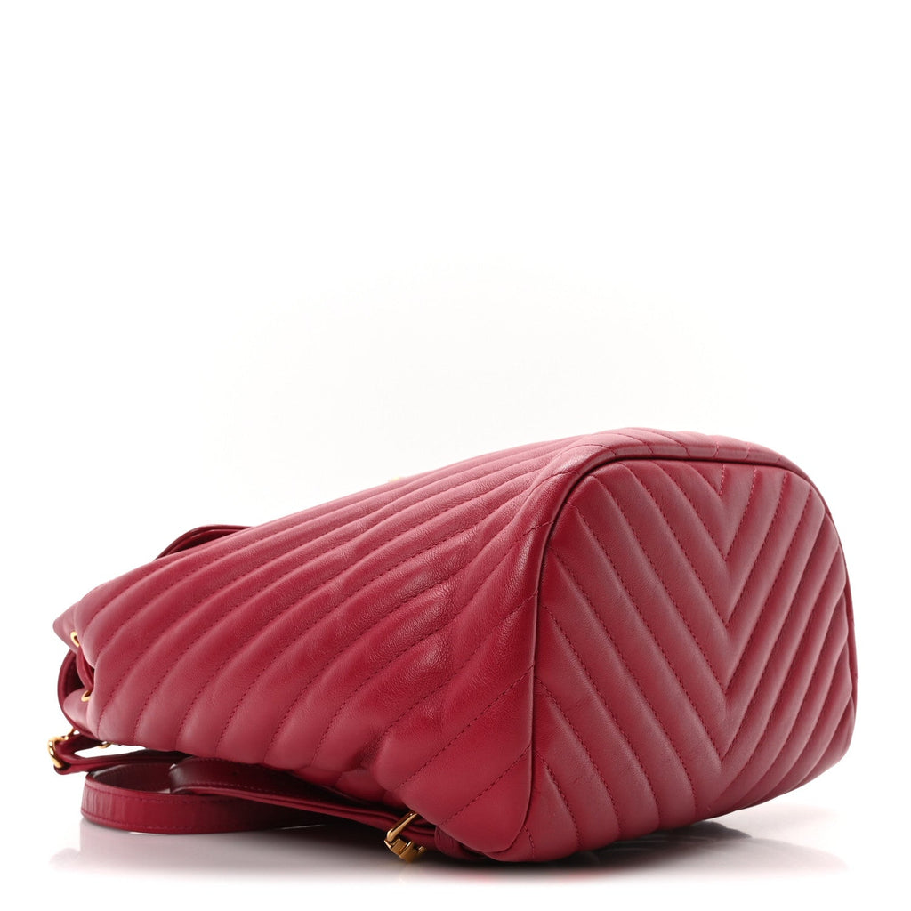 Lambskin Chevron Quilted Small Urban Spirit Backpack Dark Pink