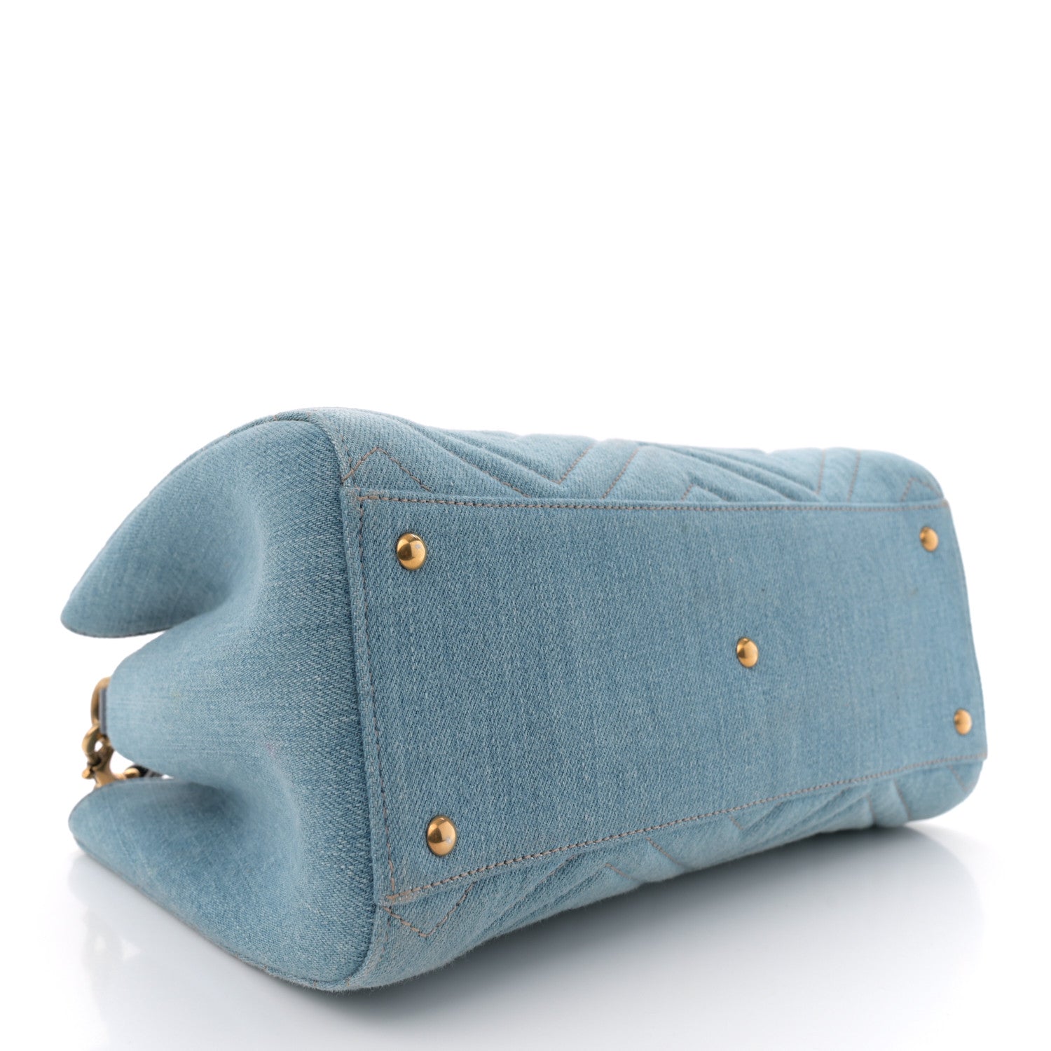 Denim Matelasse Small Pearly GG Marmont Tote Blue