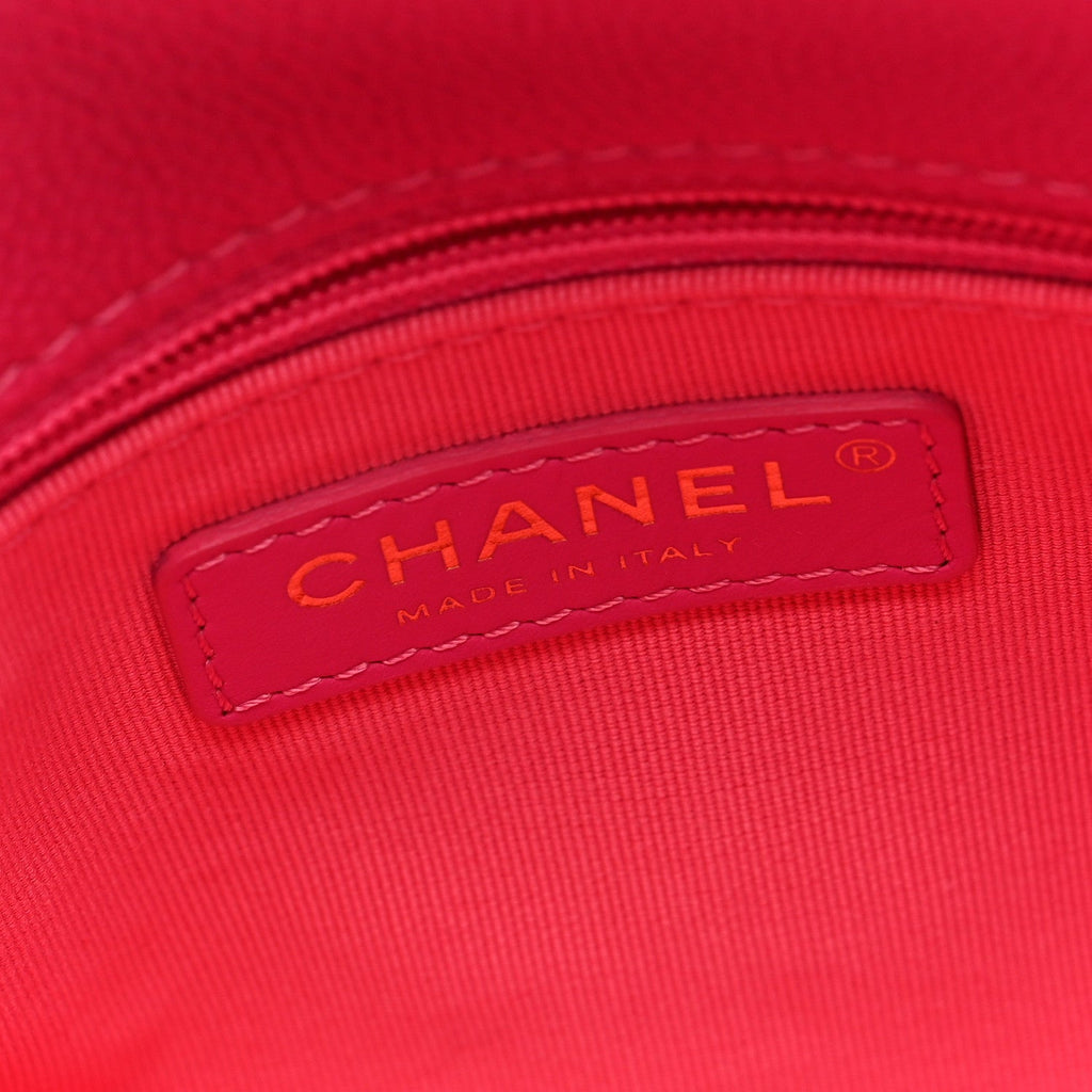 Shiny Caviar Quilted Small Chain Melody Flap Dark Pink