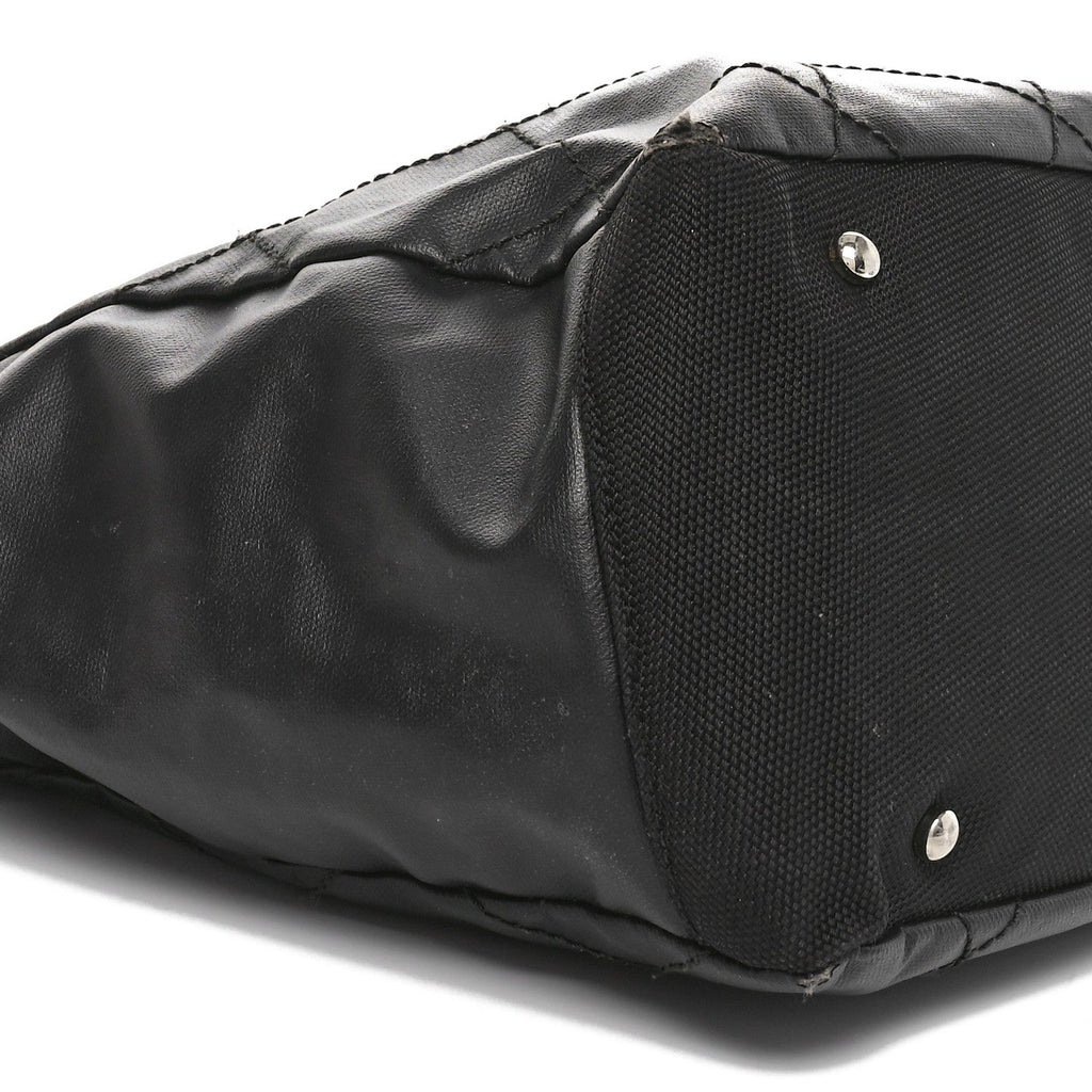 Coated Canvas Quilted Large Paris Biarritz Tote Black