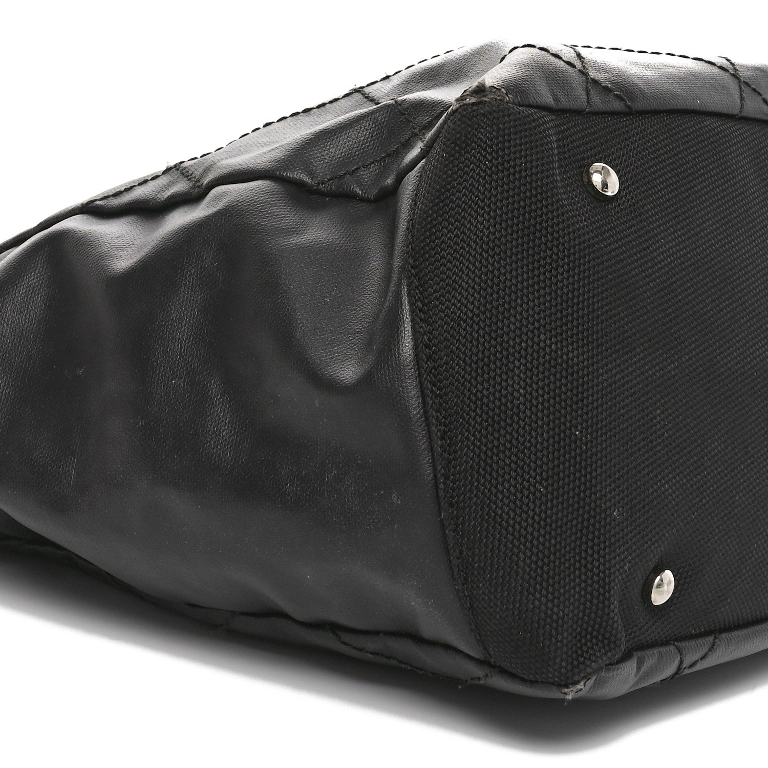 Coated Canvas Quilted Large Paris Biarritz Tote Black