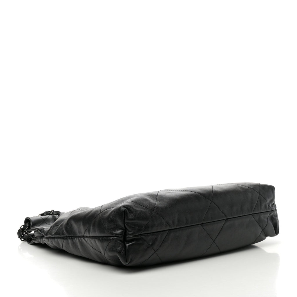 Shiny Calfskin Quilted Small Chanel 22 So Black
