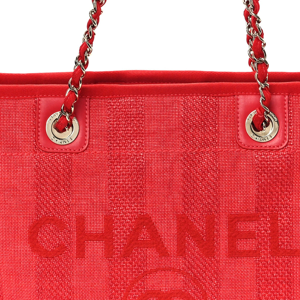 Mixed Fibers Striped Small Deauville Tote Red